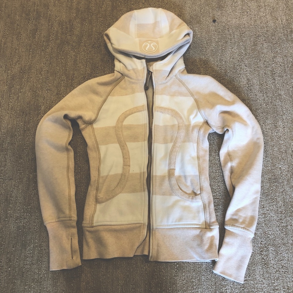 Lululemon Athletics tan and white zip up sweater